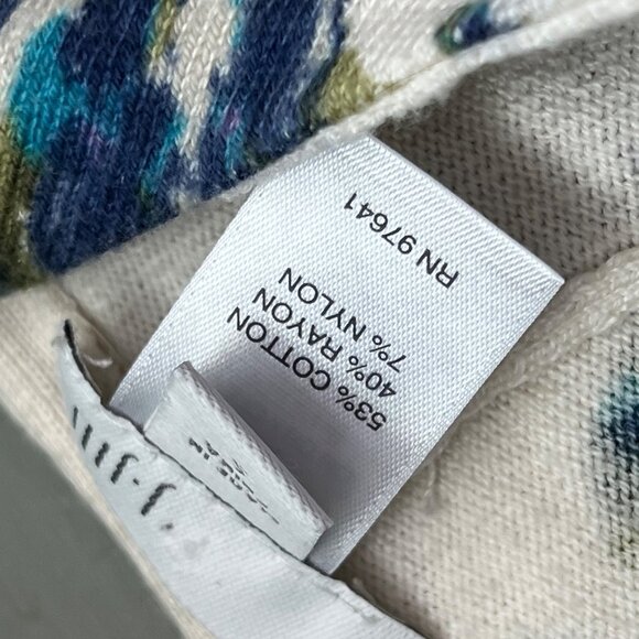 J Jill Cardigan Sweater Pleated Back Floral Button Front White Blue Size Small - Picture 11 of 12